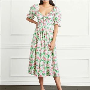 NEW without tag Hill House The Ophelia Nap Dress in Pink Roses Poplin RARE Small